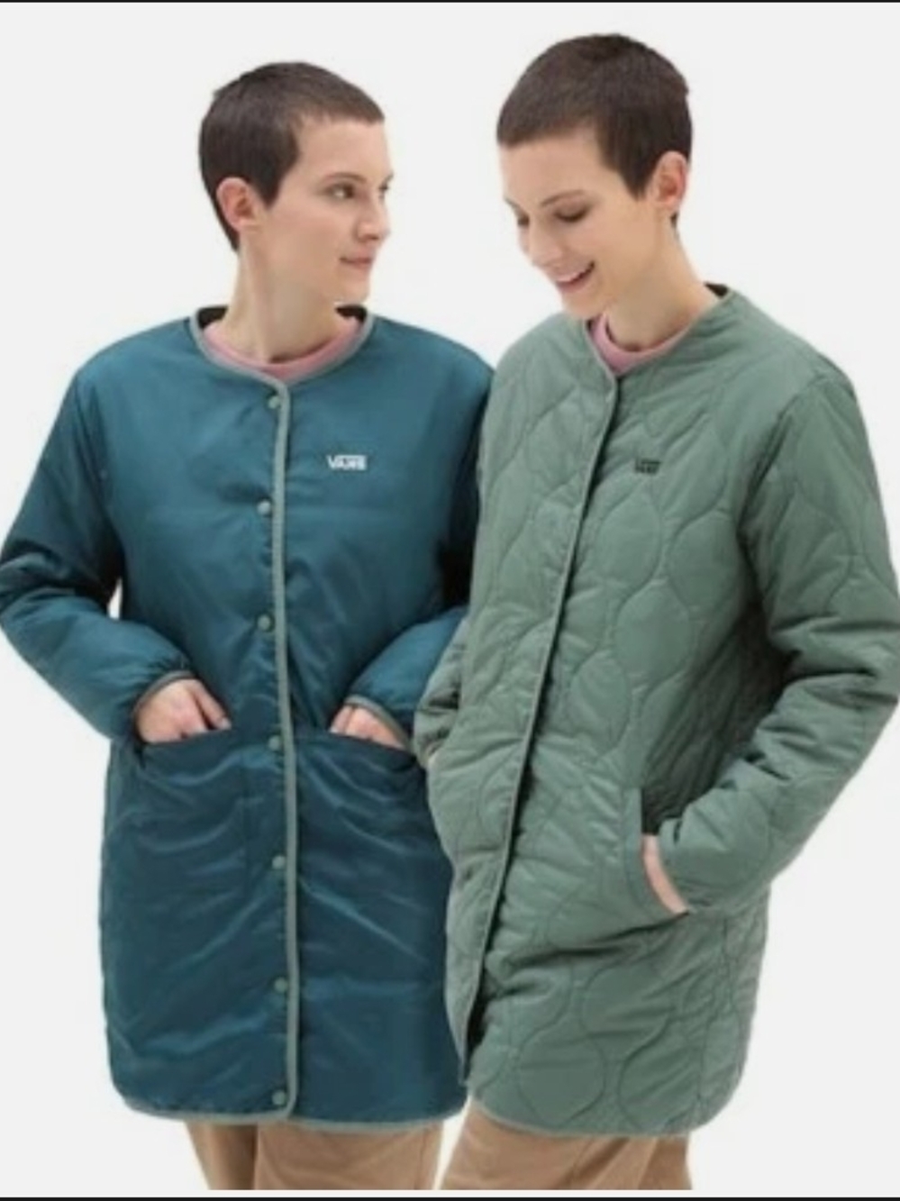 Vans Reversible Quilted Liner Coat - Teal & Olive Green